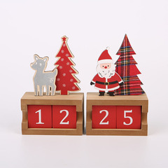 Creative Christmas decoration wooden craft figurine Santa's table area block calendar ornament wholesale gift