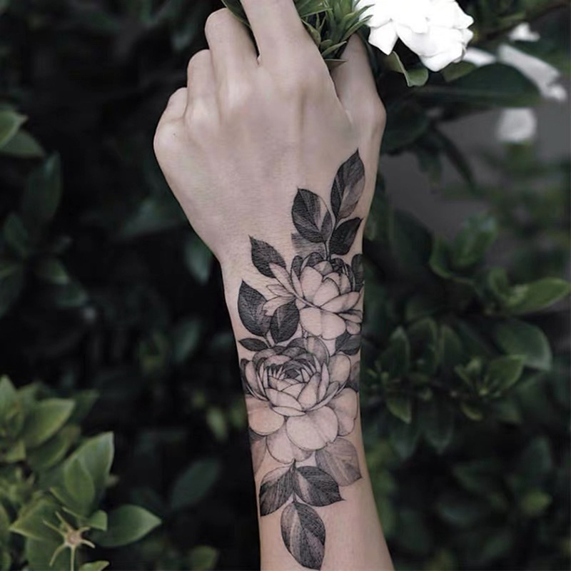 Dark flower tattoo stickers European and...