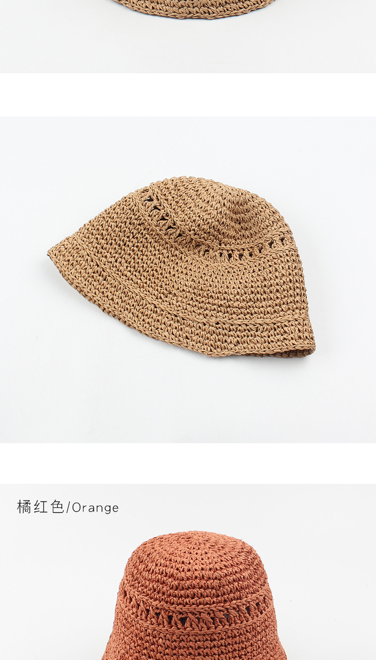 Hat For Women Summer New Hand-woven Sun-shading Hat Fisherman Hat Korean Outing Solid Color Foldable Straw Hat display picture 7