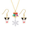 Christmas accessory, small bell, necklace and earrings for elderly, set, European style, wholesale