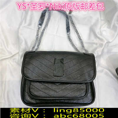 杨树林YS原版niki圣罗邮差包翻盖包流浪包油蜡皮爆裂纹Female bag