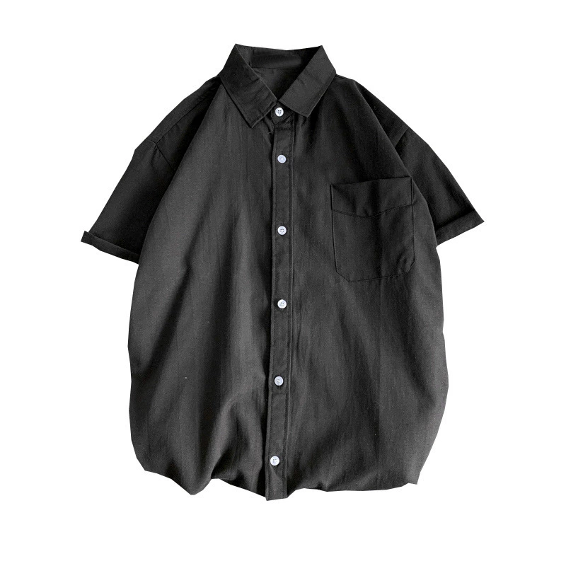 Рубашка с коротким рукавом (Summer) корейского кроя, модные цвета — размеры S–3XL