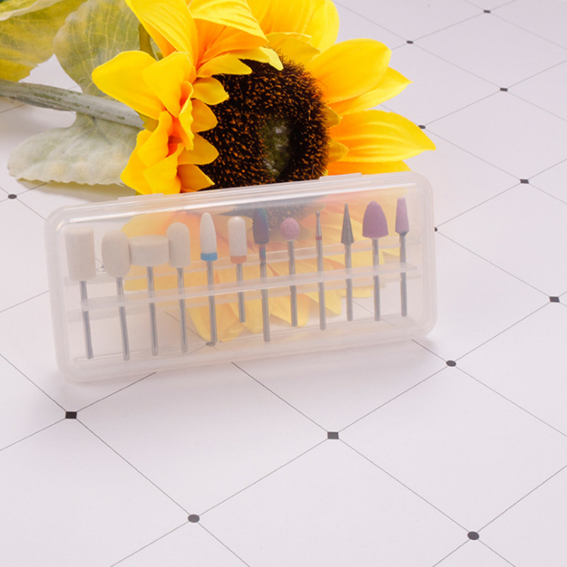Caja de almacenamiento de cabeza de molienda de uñas transfronteriza Caja de pantalla de cabeza de molienda de 12 rejillas caja de cabeza de molienda de uñas de acero de tungsteno cerámico