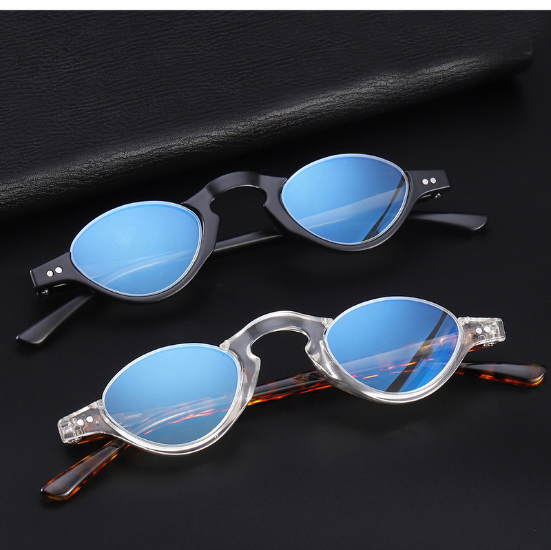 Anti-blue light lens half frame reading glasses high-end new fashion glasses frame oval half moon shape