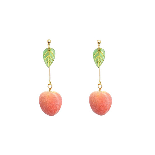 Korean New Stylish and Versatile Peach Ear Drops, High-Grade Cute Acrylic Earrings, High-Quality Wholesale