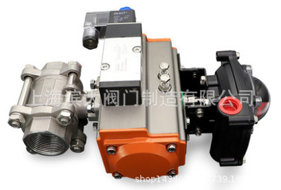 气动三片式球阀丝口内螺纹三片式气动执行器Q611F-16P