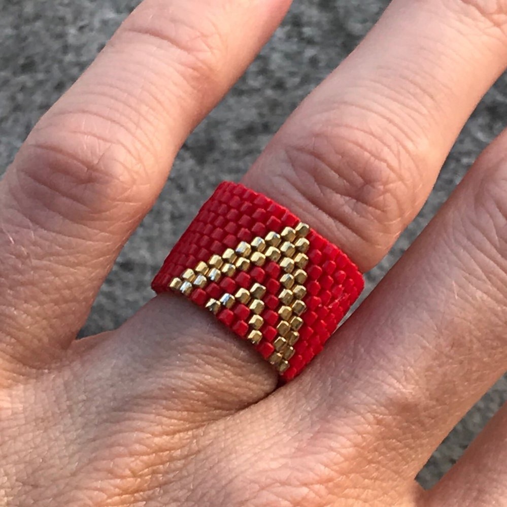 Europäischer Und Amerikanischer Grenz Überschreiten Der Mode Ring Böhmischer Miyuki Reis Perlen Hand Gewebter Netz Roter Schmuck display picture 59