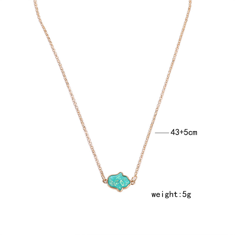 simple semi-precious stone palm pendent necklace