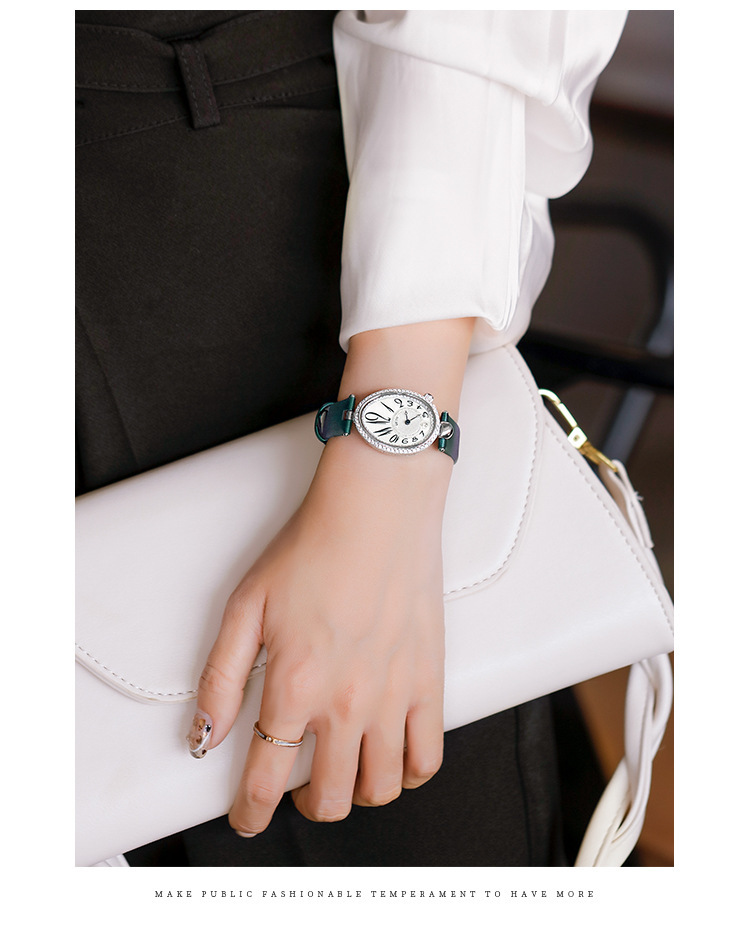 Stile di design, temperamento alla moda, quadrante a forma di goccia, lusso leggero, orologio da donna alla moda con diamanti intarsiati, orologio da donna al quarzo impermeabile_voghion.com