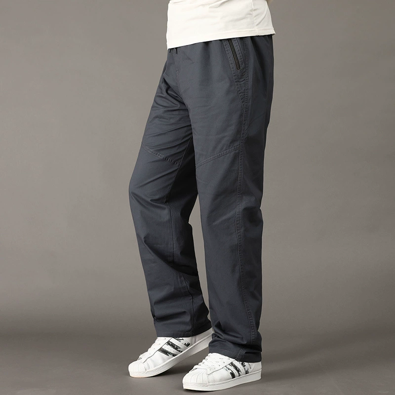 Новинка на весну и осень, мужские хлопковые потертые повседневные крокодиловые брюки, свободные дышащие брюки среднего возраста, хлопковые брюки больших размеров для среднего возраста