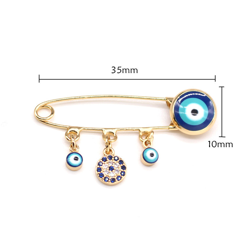 Blue Eye Brooch Pendant Pin Badge Eye Brooch Micro Inlaid Zircon Collar Pin display picture 7