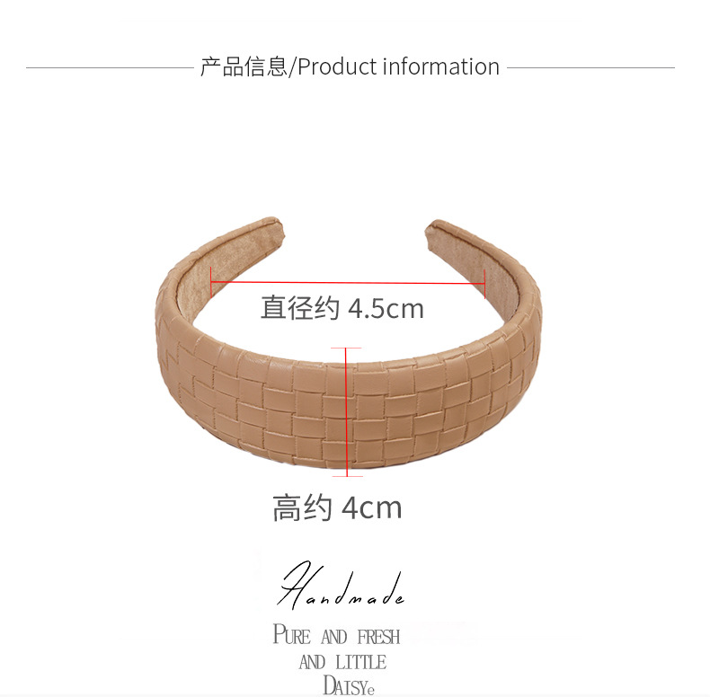 Retro  Wide-brimmed Pu Leather Square Headband display picture 2