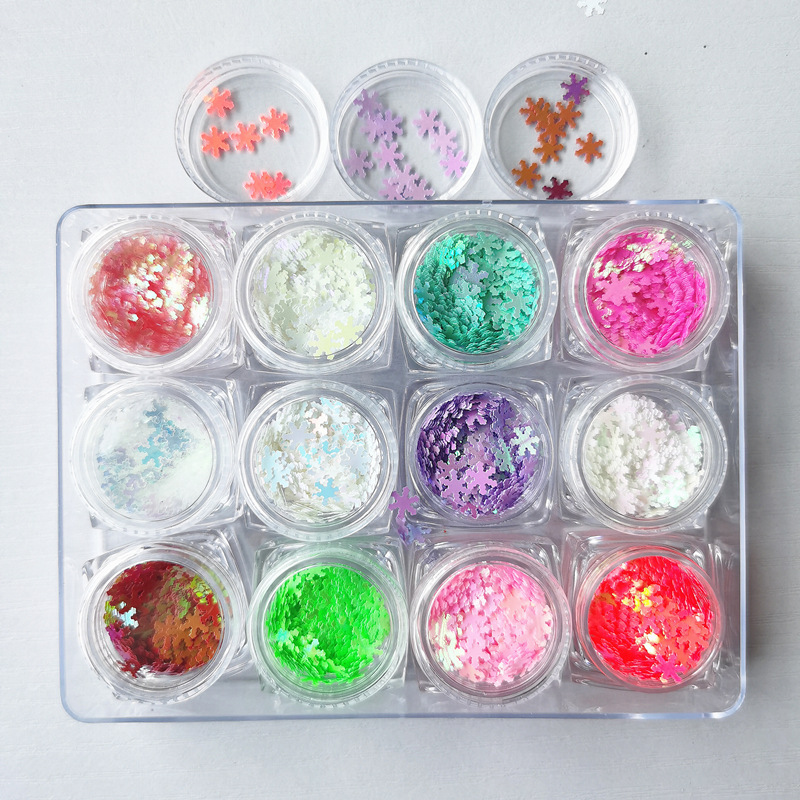 6mm Iridescent Pearl Series Snowflake Christmas Glitter DIY Five-Pointed Star Colored Nail Glitter Nail Art Decorations