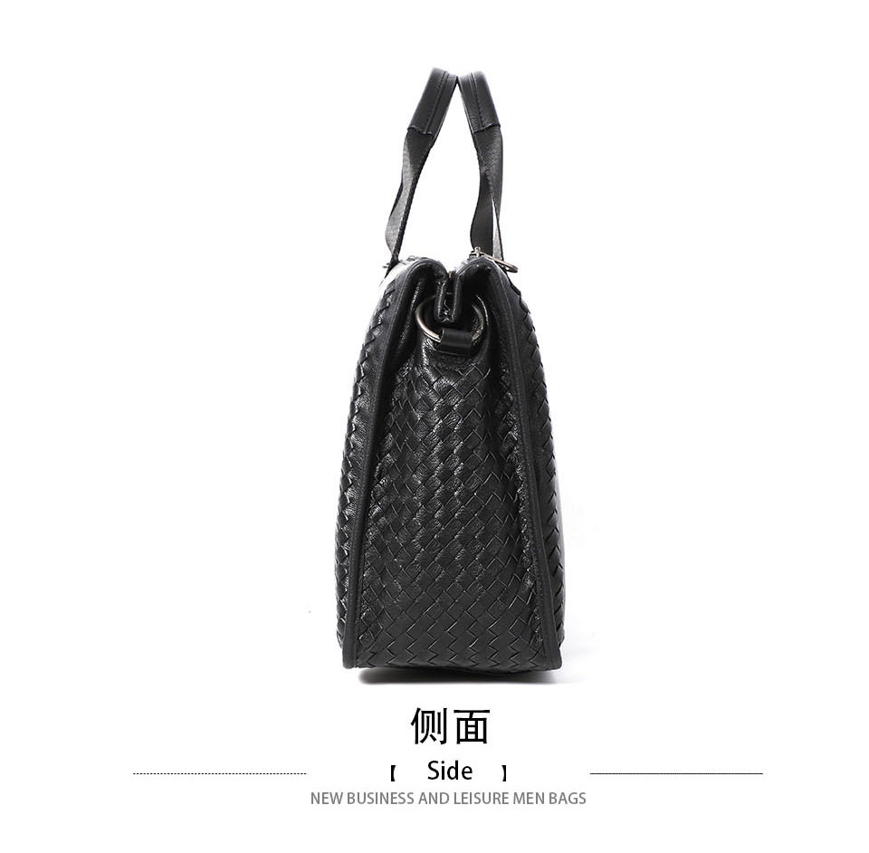 Túi xách tay nam da thật dệt da bò mềm, cặp đeo chéo một vai công sở 42×28,5×14 cm — Dệt da bò cỡ nhỏ, Dây trang trí da bò cỡ lớn, Da bò lớn dệt, Dệt Da Cừu Cỡ Nhỏ chi tiết 13