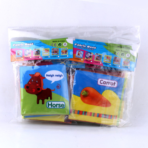 Foreign trade three-dimensional baby cloth book, early education toy, tear-resistant palm book, early education cognitive baby cloth book, 1 set of 6 books