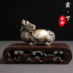 黃銅做舊大號龍龜霸下桌面擺件居家招財風水擺飾茶寵工藝禮品批發