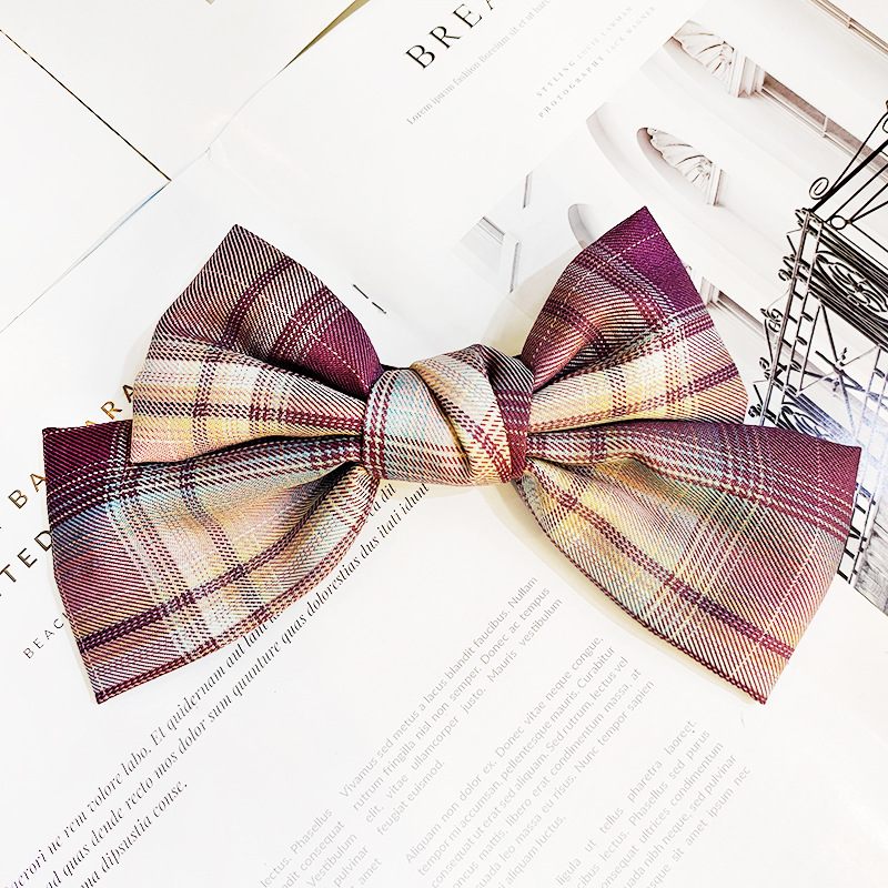 Korean Version Of The College Style High-end Plaid Fabric Hairpin Wild Cute Soft Sister Bow Hairpin Jk Uniform Accessories Female display picture 4