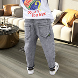 Весенние джинсы для мальчиков, приталенный детский комбинезон, штаны, тренд сезона, подходят для подростков, в корейском стиле