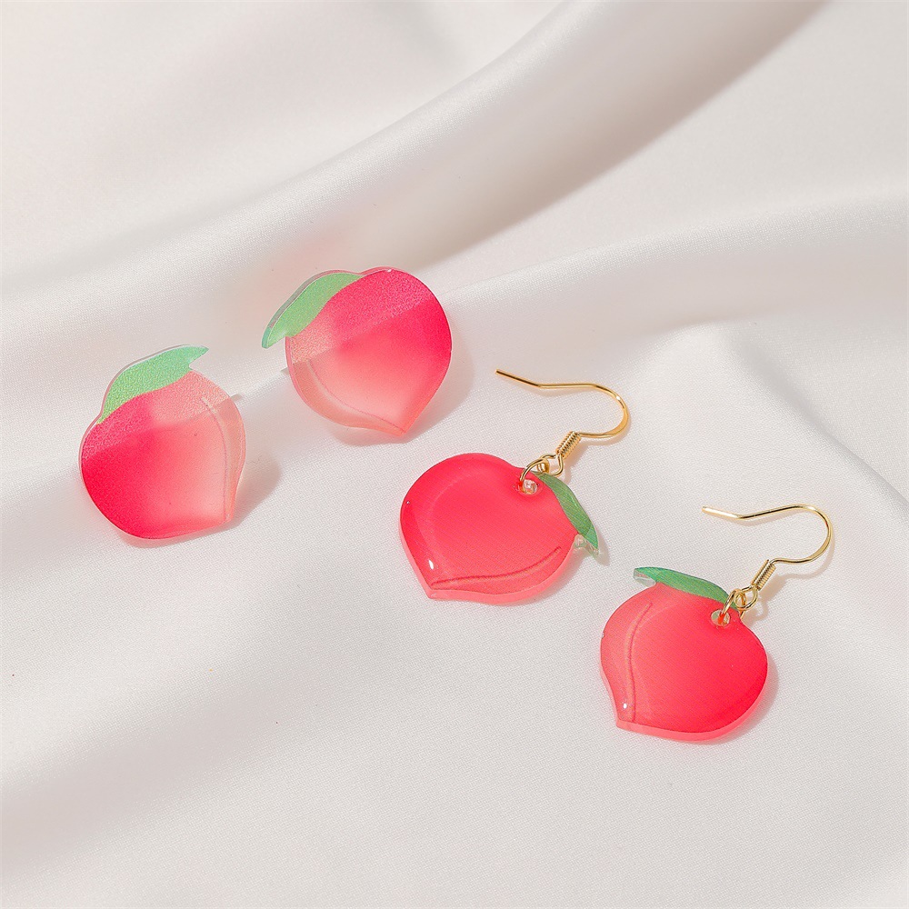 Summer New Products Sweet Peach Earrings Acrylic Peach Earrings Girl Earrings Wholesale Nihaojewelry display picture 3