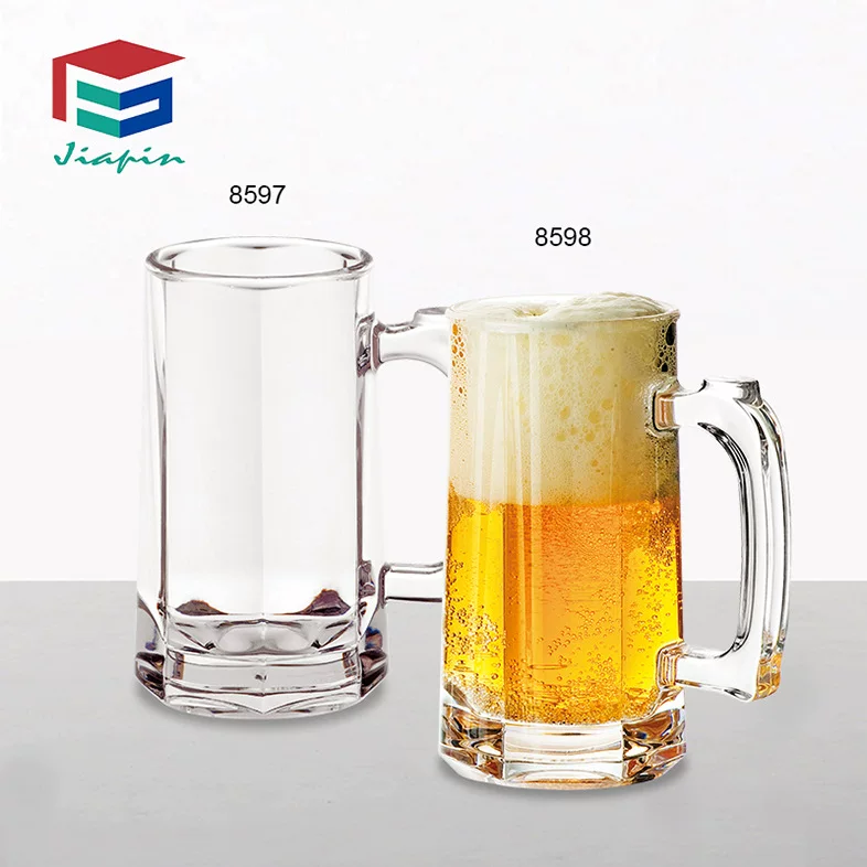 Plastic wineglass with handle, handle, capacious tea cup with glass for home use, PC-plastic