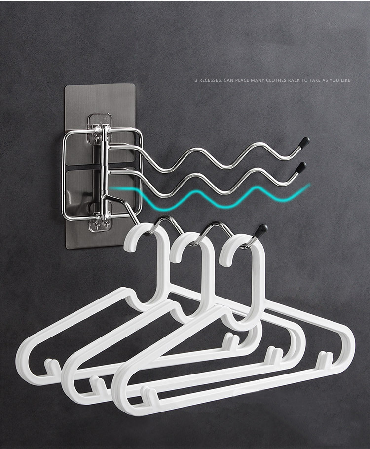 Multi-bar Rotating Towel Rack Punch-free Rotating Rack Stainless Steel Bathroom Towel Rack display picture 7