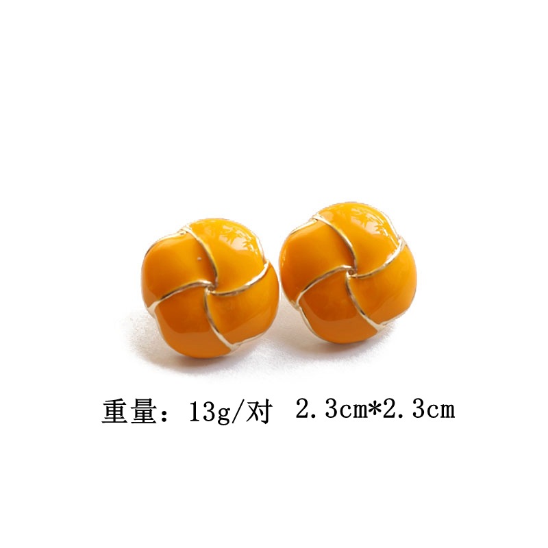 Orange Yellow Drip Glaze Silver Needle Earrings display picture 13