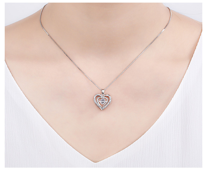 Lady Heart Shape Copper Plating Inlay Zircon Pendant Necklace 1 Piece display picture 3