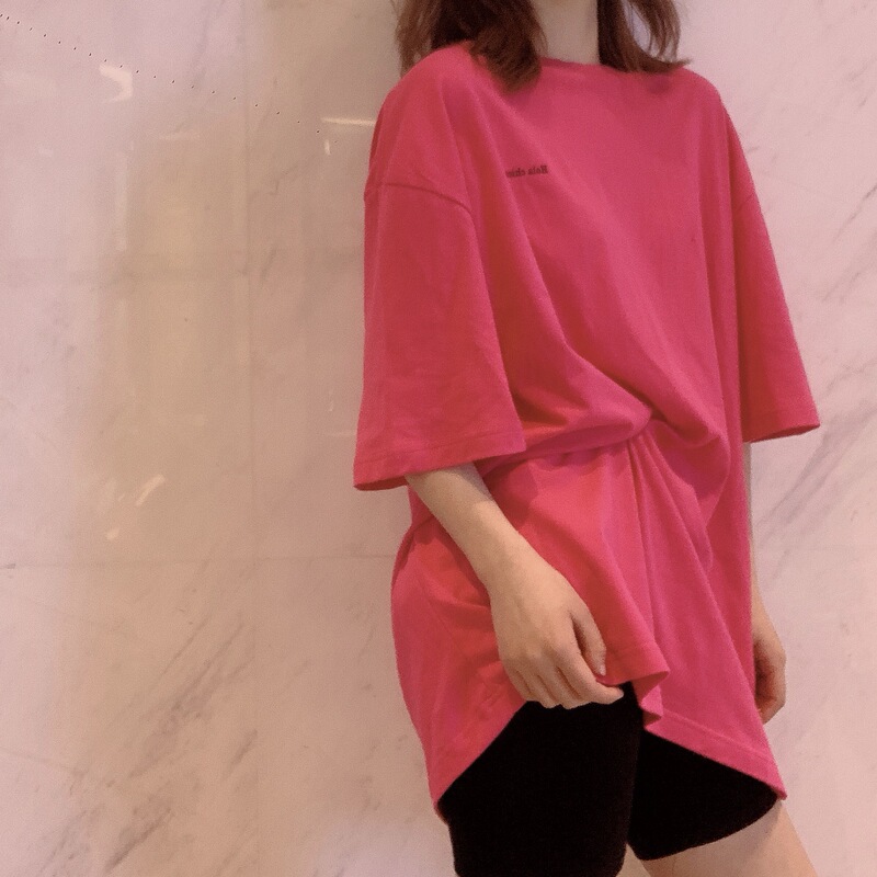 [Simeng] Your boyfriend T long loose crew neck T-shirt solid color Joker pullover coat big sister