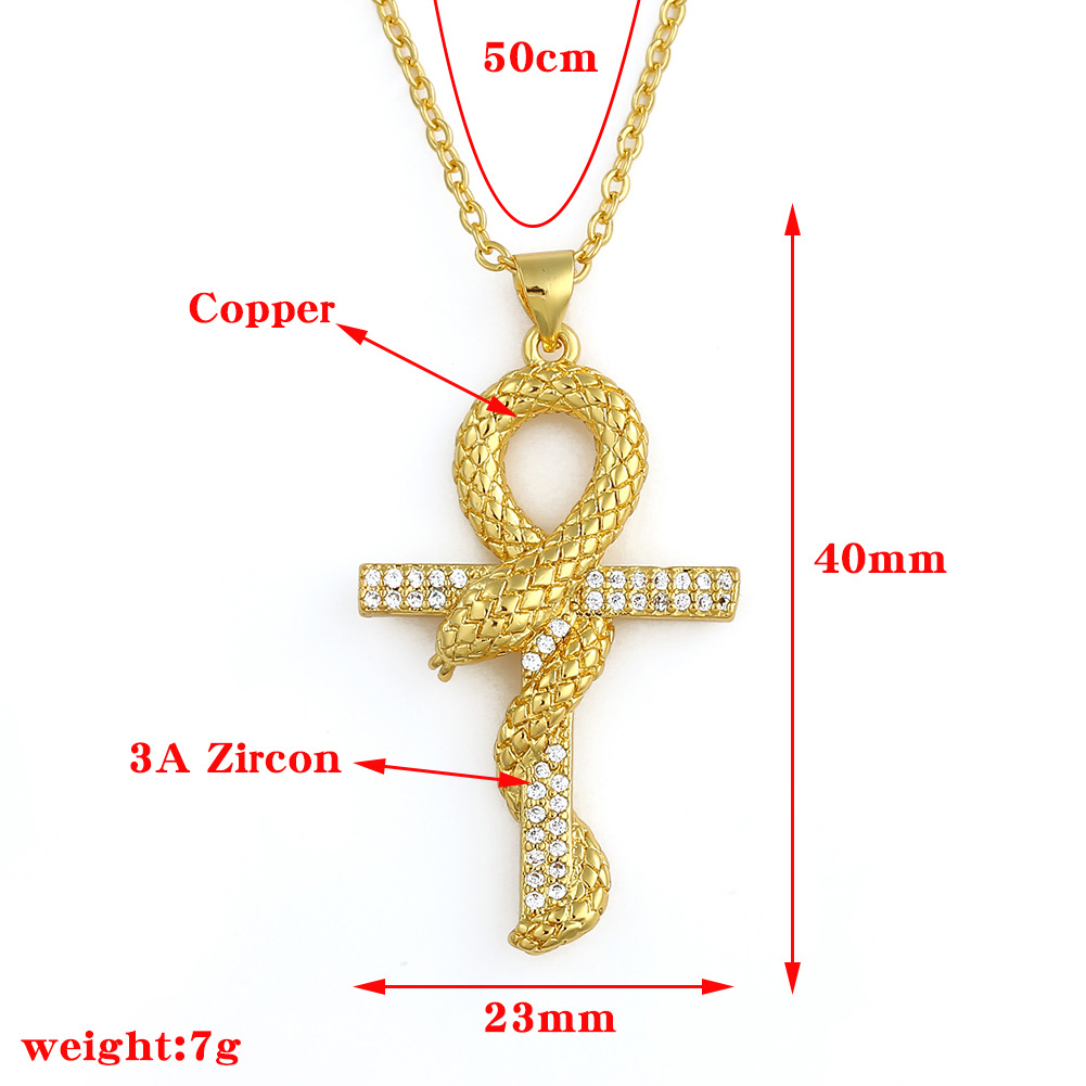 Snake Cross Pendant Necklace display picture 1