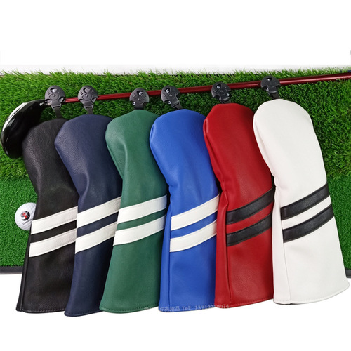 New golf wood club cover double stripe wood club head cover golf club protective cover PU waterproof 135 wood