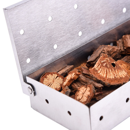 Stainless steel smoker box BBQ Smoker Box Wood chip barbecue smoker box Stainless steel twelve hole smoker box