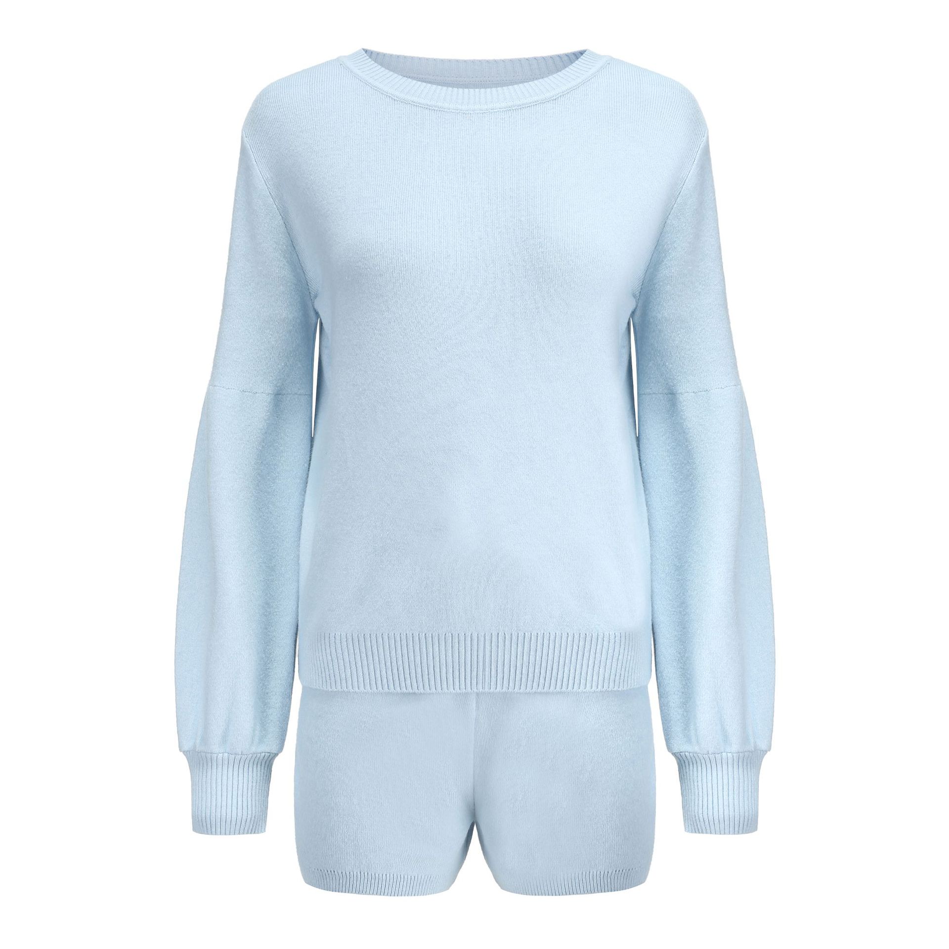 Women's Sweater Set Summer Macaron Colour Matching Co-ord Suit_voghion.com