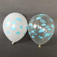 Cross-border best-selling cloud balloons 12-inch 2.8g transparent cloud balloons Five-sided blue sky and white latex balloons