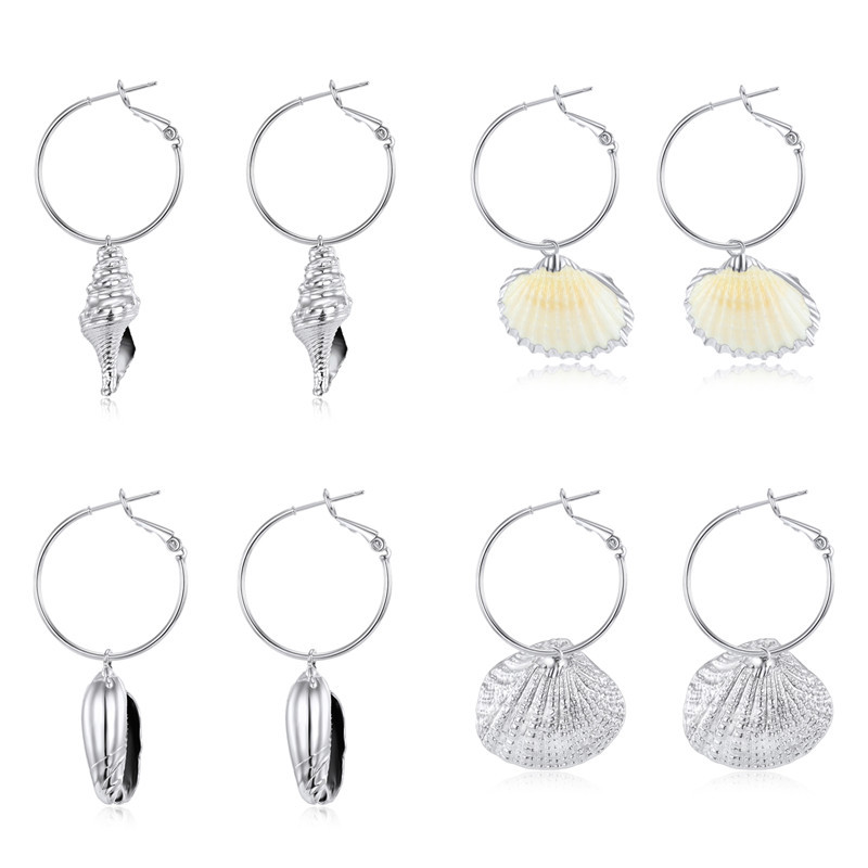 New Fashion Natural Shell Earrings Silver Shell Earrings Earrings Wholesale display picture 9