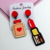 Fashionable cartoon acrylic asymmetrical lipstick, earrings with letters, internet celebrity, Korean style