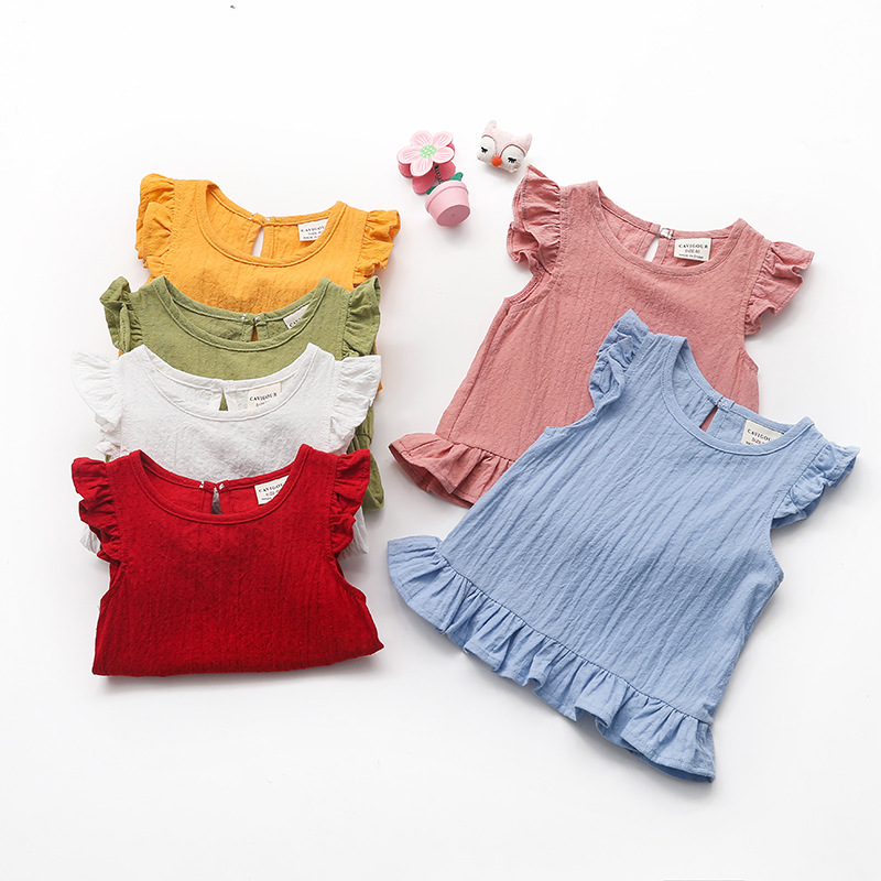 Summer new girls' sand-washed linen cott...