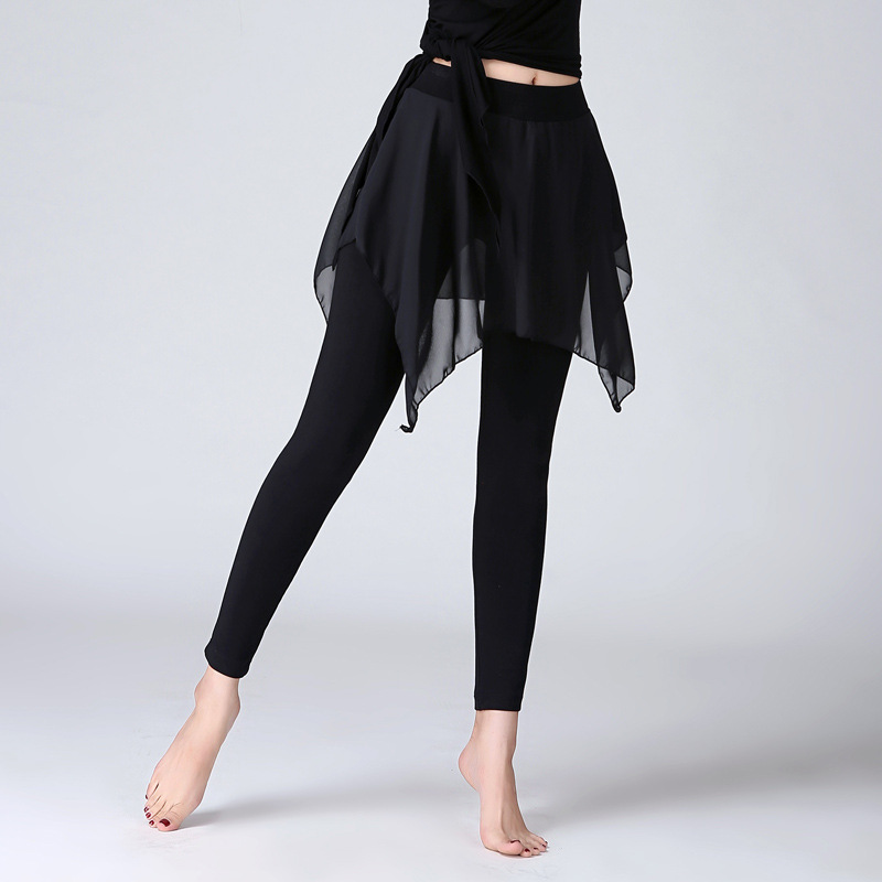 拉丁裙裤成人女舞蹈服形体舞蹈跳舞裤芭蕾舞服健美操裤大裙摆