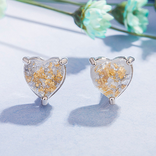Wish heart-shaped opal earrings for women European and American colorful stone zircon earrings cross-border supply jewelry