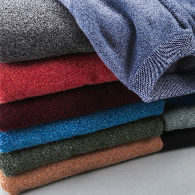 Hengyuanxiang Men's Pure Wool Sweater Full Wool Sweater Knitted Base Shirt Crewneck Soft Warm New Business Wear