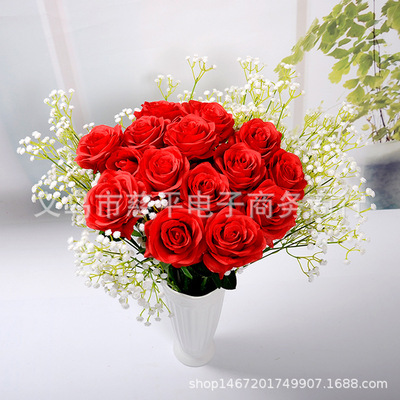 simulation rose Single Juanbu rose Artificial flower Wedding celebration decorate bride Hands Valentine's Day gift Artificial Flower