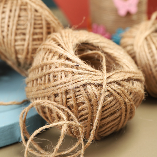 Factory direct sales 3 strands of photo wall decoration hemp rope textile accessories diy rope original color retro tag rope 50 meters