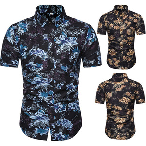 Men’s short sleeve Floral Shirt Men’s fashion handsome Hawaiian Short Sleeve Shirt Men