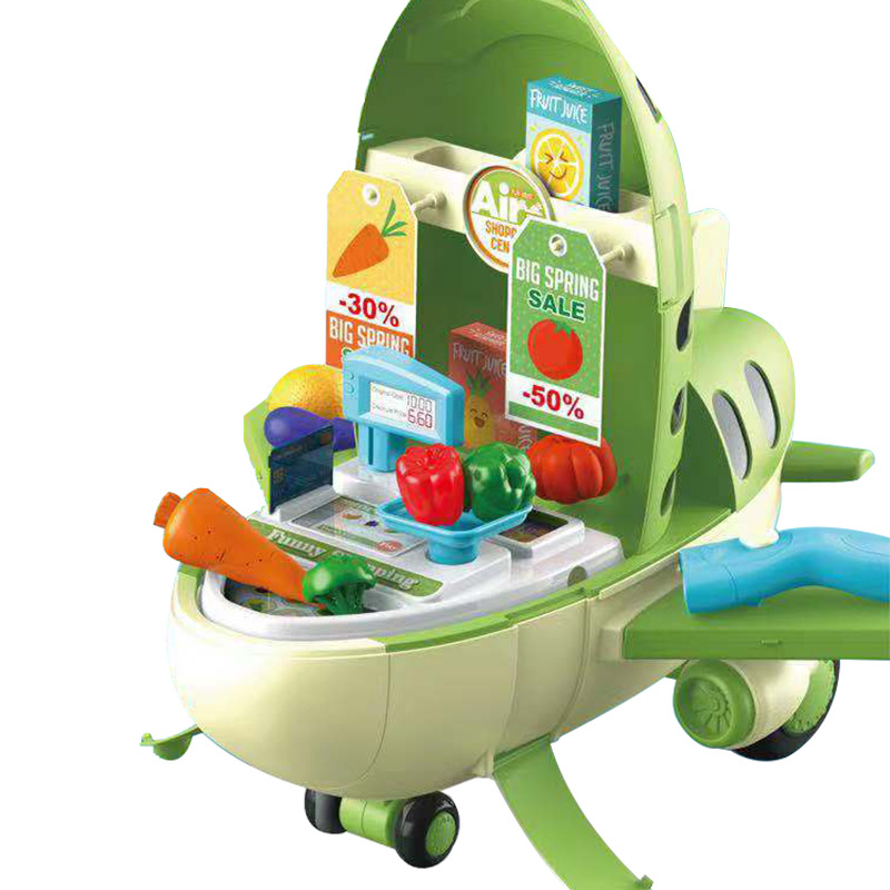 跨境兒童仿真廚房餐具套裝化妝飾品超市工具醫具過家家飛機玩具