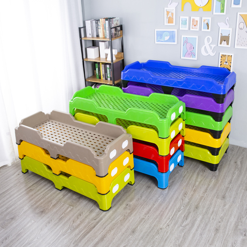 Thick Kindergarten Bed Plastic Children's Bed Toddler Bed Care Bed Folding Single Monk Whole Bed Kindergarten Sleep Bed