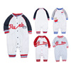 Cross border spring and autumn Newborn Long sleeve one-piece garment Infants pure cotton Romper Male baby Baseball element go out