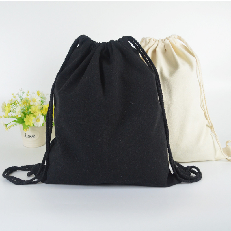 现货帆布背包袋 旅行户外双肩背包拉绳袋 空白棉布束口袋加印logo