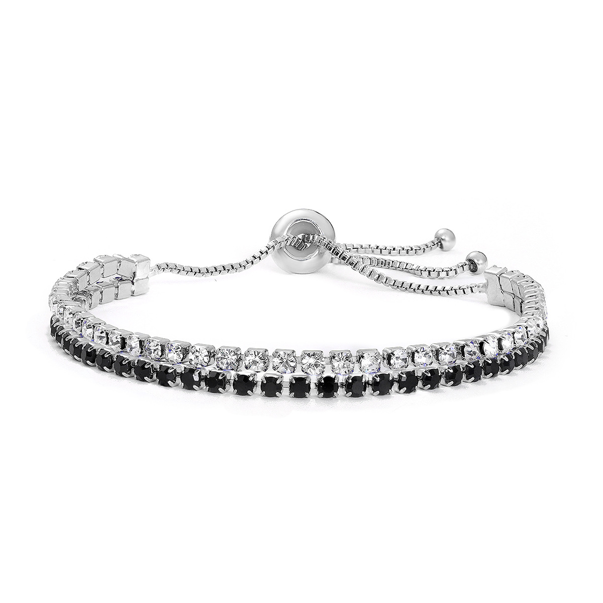 Europäisches Und Amerikanisches Einfaches Und Modisches Zweifarbiges Mix-and-match-paar-kupfer-eingelegte Hao-armband Mit Diamanten Und Kaltem Wind display picture 1