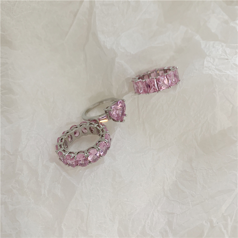 Anillo De Corazón Ovalado De Circonita Rosa display picture 5