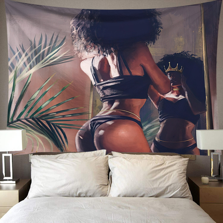 Nordic Ins African Woman Background Cloth Background Wall Carpet Home Decoration Mural Tapestry Beach Towel
