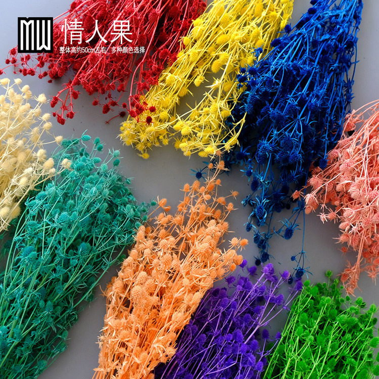 永生干花情人果花束摆件圣诞节情人节礼物小刺芹紫蓟圣诞树配花